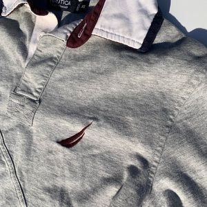 NAUTICA Preppy Gray Longsleeve Polo - XS